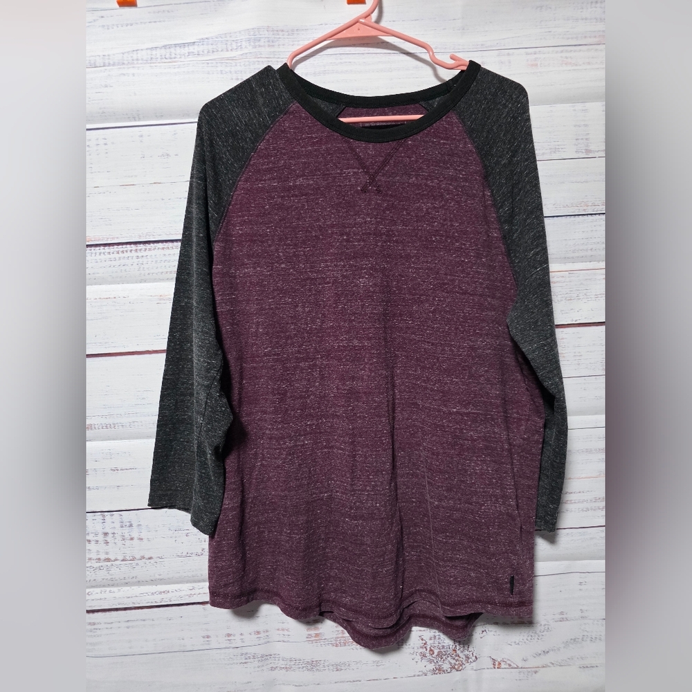 Express Heathered Purple and Black Tee